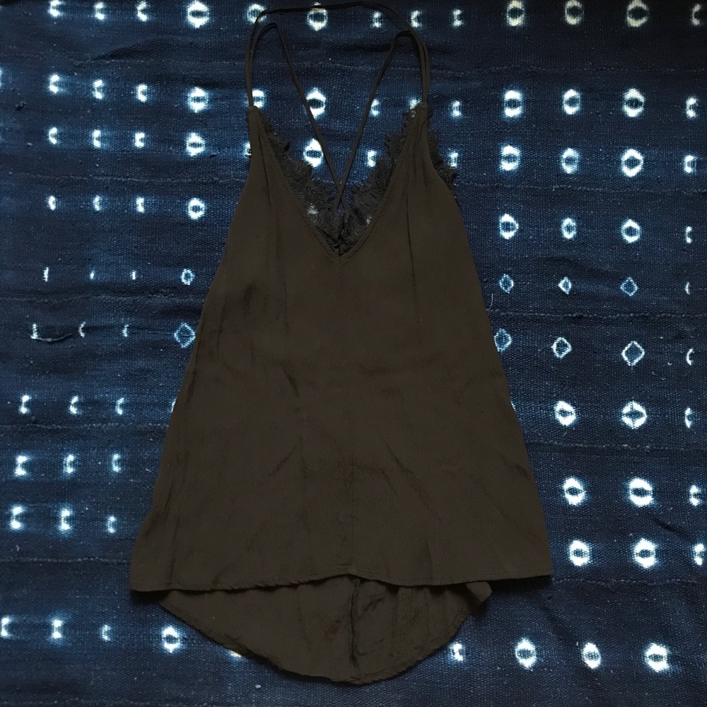 Urban Outfitters Black Lace Backless Tank